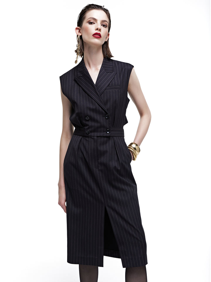 Deconstructed Pin Striped Suit Dress