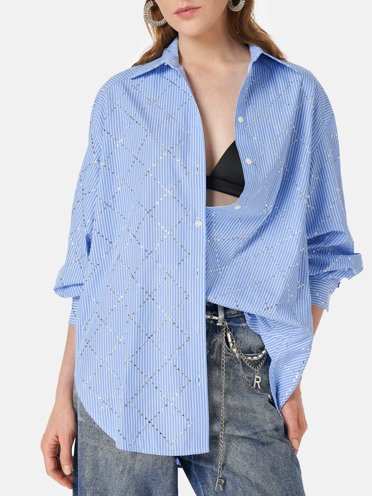 Geometric Rhinestone Shirt