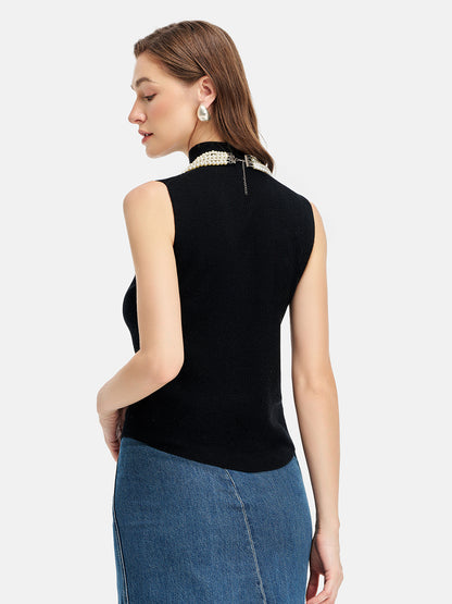 Fine Wool-Cashmere High Neck Vest