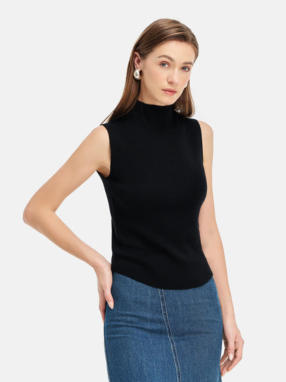 Fine Wool-Cashmere High Neck Vest