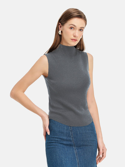 Fine Wool-Cashmere High Neck Vest