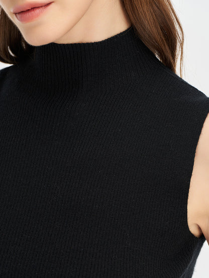 Fine Wool-Cashmere High Neck Vest