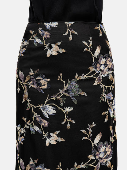 Embroidered Sequin Box Skirt