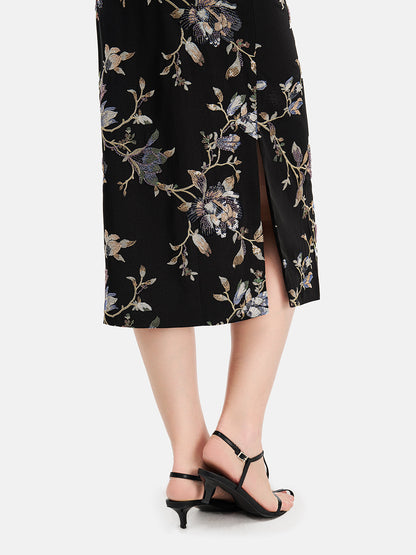 Embroidered Sequin Box Skirt