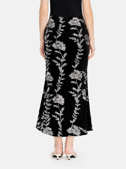 Sequin Velvet Embroidered Skirt