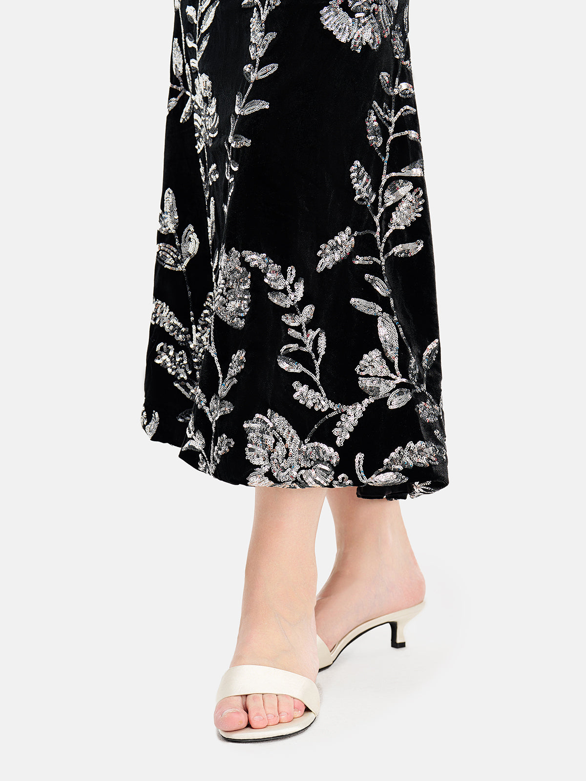 Sequin Velvet Embroidered Skirt