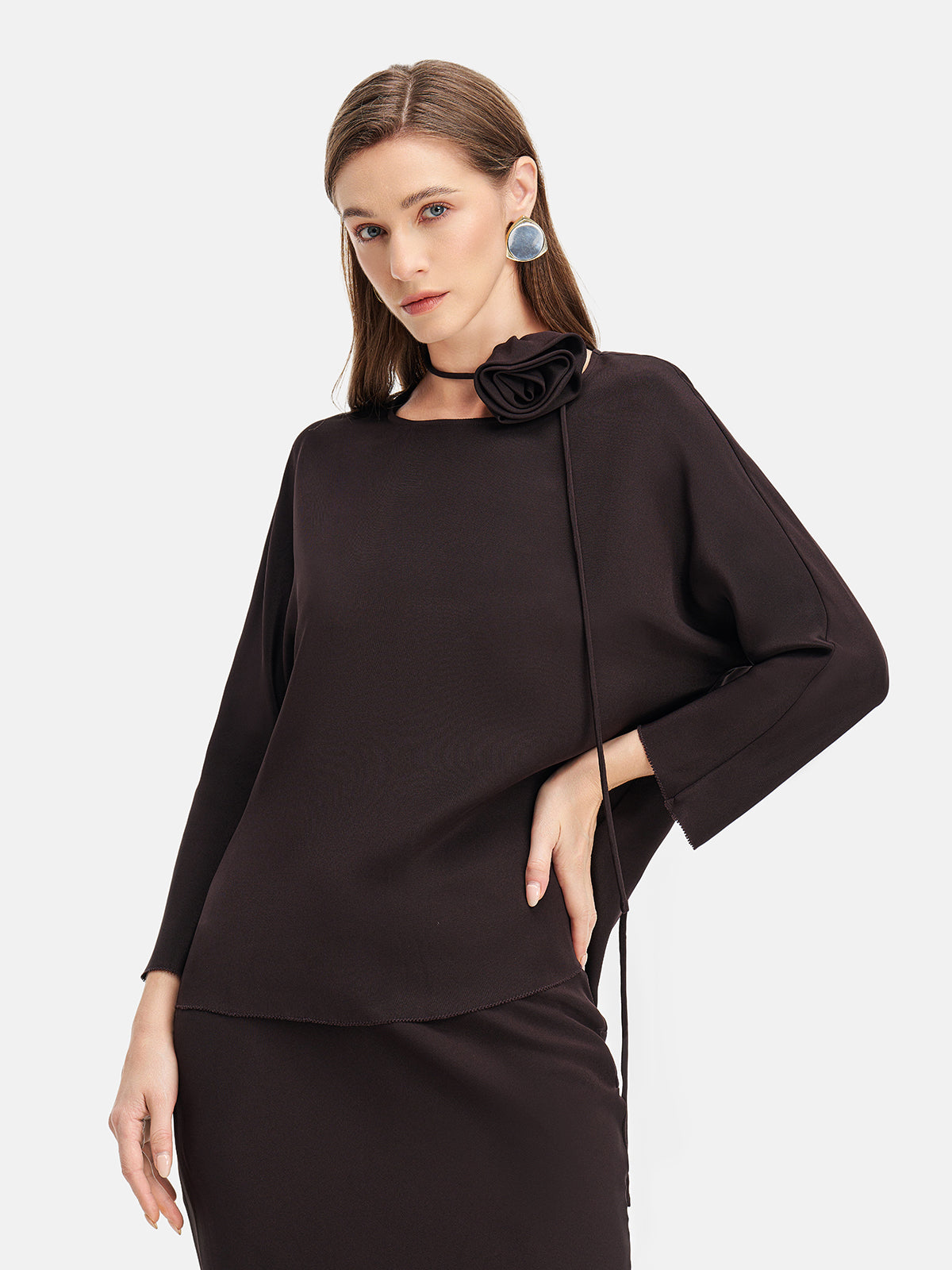 Chic Round Neck Silk Top