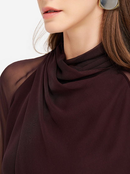 Elegant Sheer Sleeve Silk Blouse