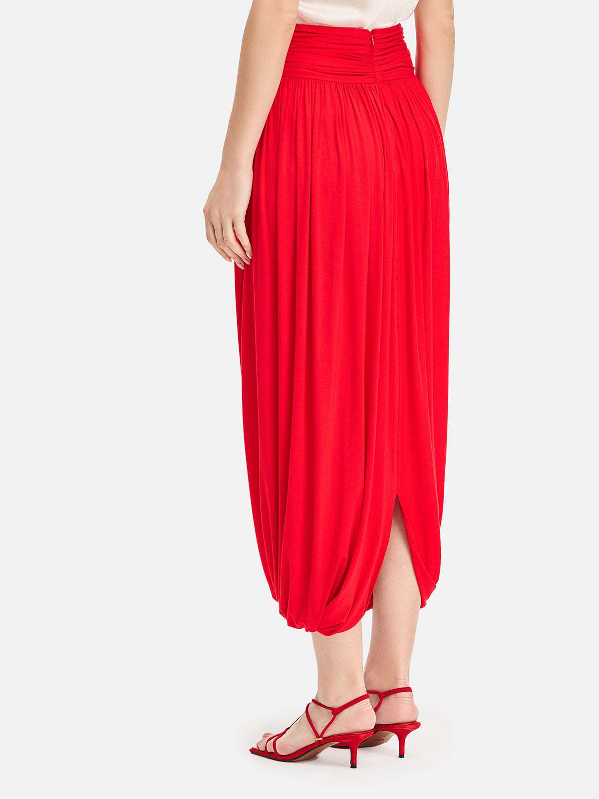 Twist Pleat Knit Midi Skirt