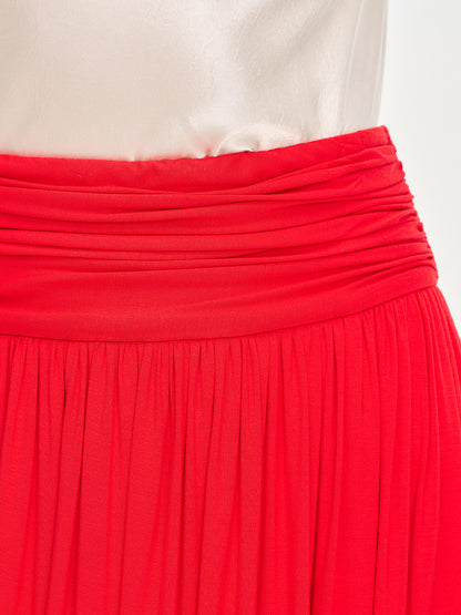 Twist Pleat Knit Midi Skirt