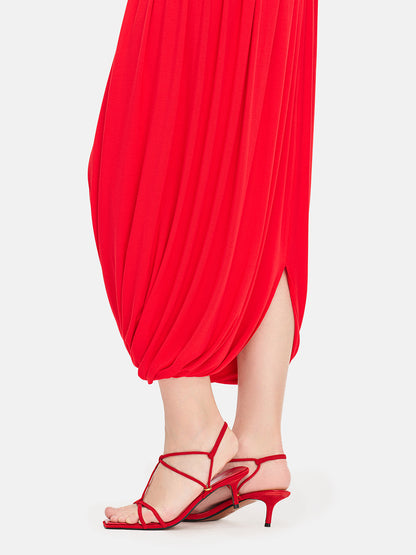 Twist Pleat Knit Midi Skirt