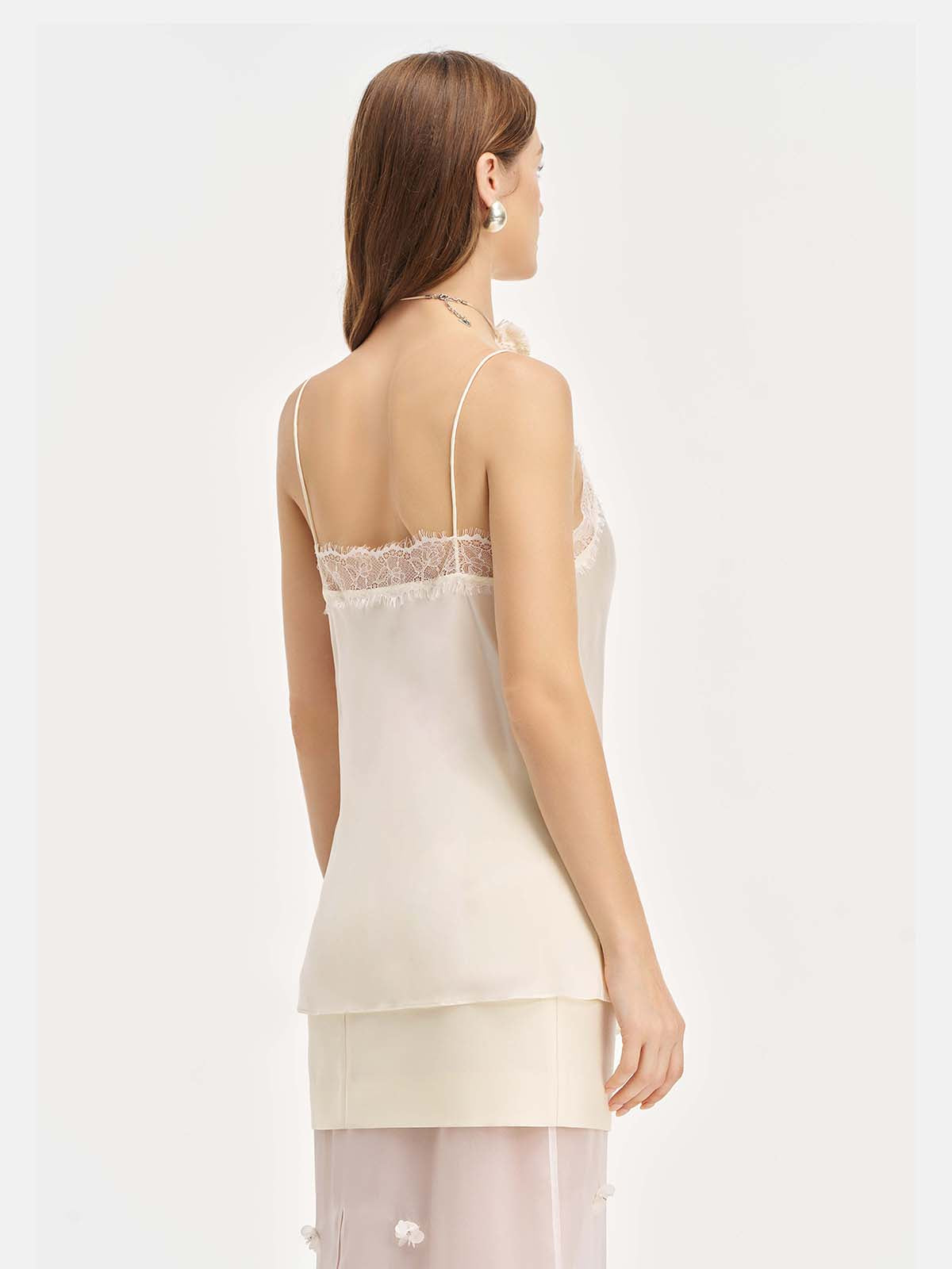 Silk Lace-Trimmed Vest