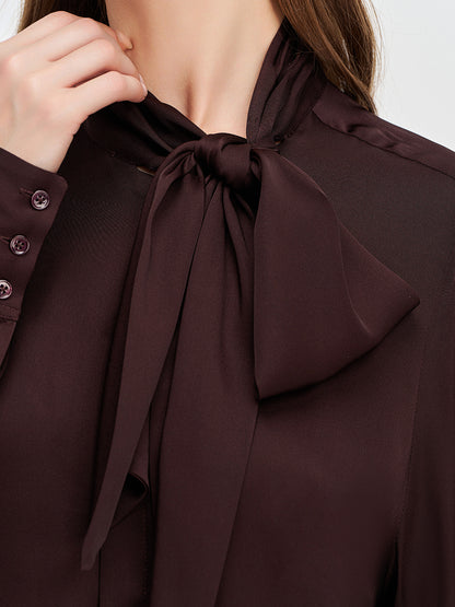 Elegant Ribbon Silk Blouse