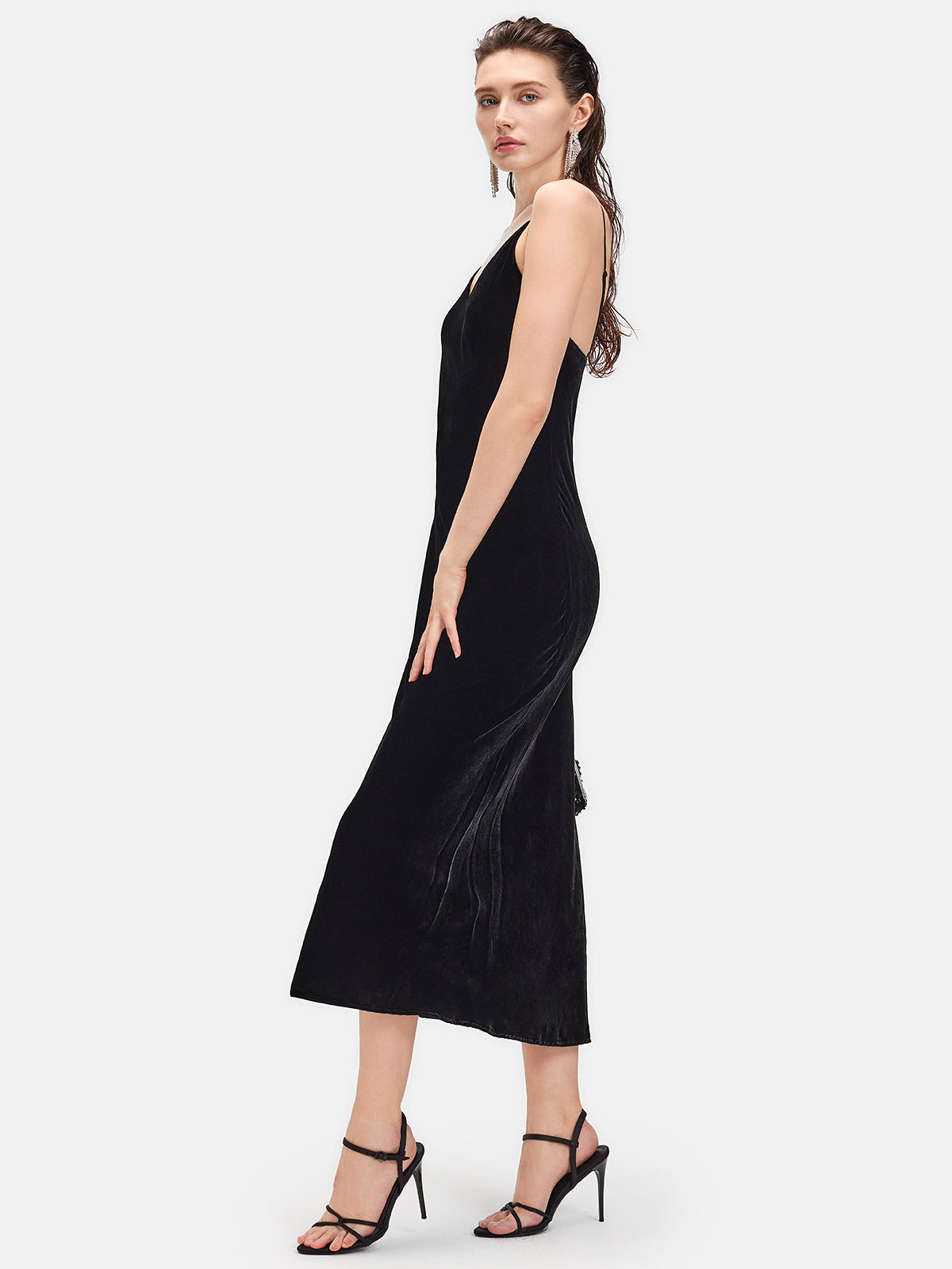 Glossy Velvet Slip Dress