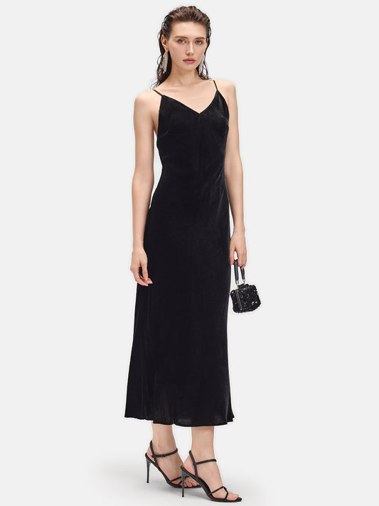 Glossy Velvet Slip Dress