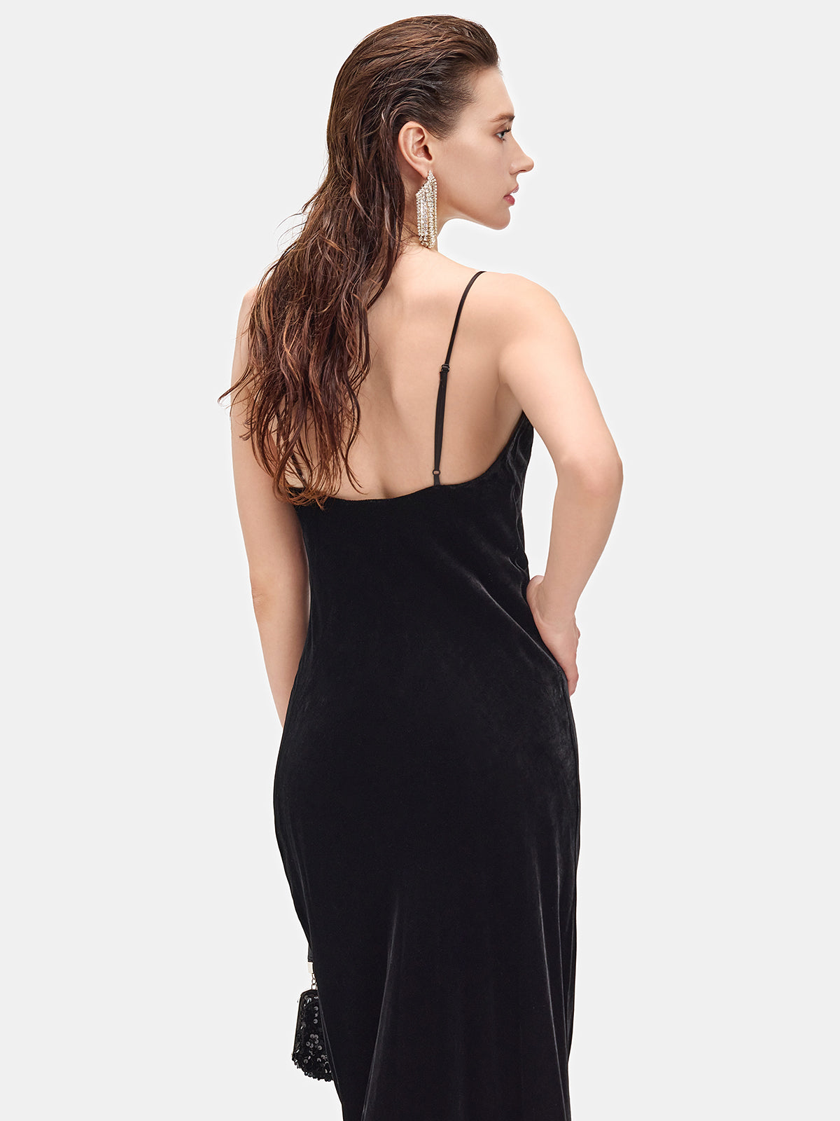 Glossy Velvet Slip Dress