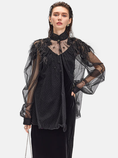 Sheer Mesh Blouse