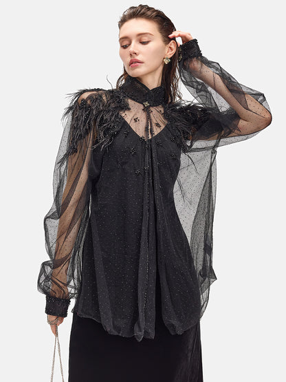 Sheer Mesh Blouse