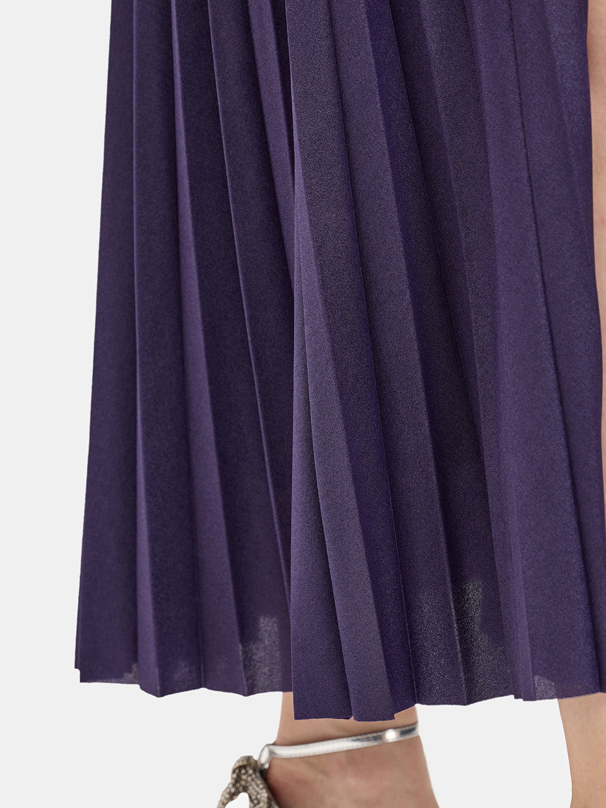 Long Sleeve Side-slit Pleated Maxi Dress