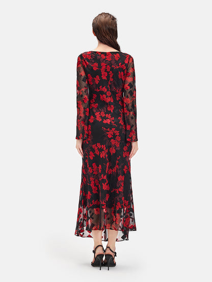 Long-Sleeve Floral Maxi Dress