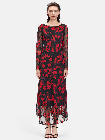 Long-Sleeve Floral Maxi Dress