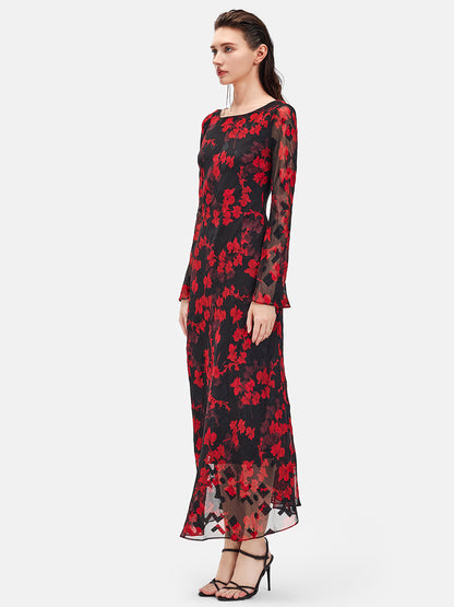 Long-Sleeve Floral Maxi Dress