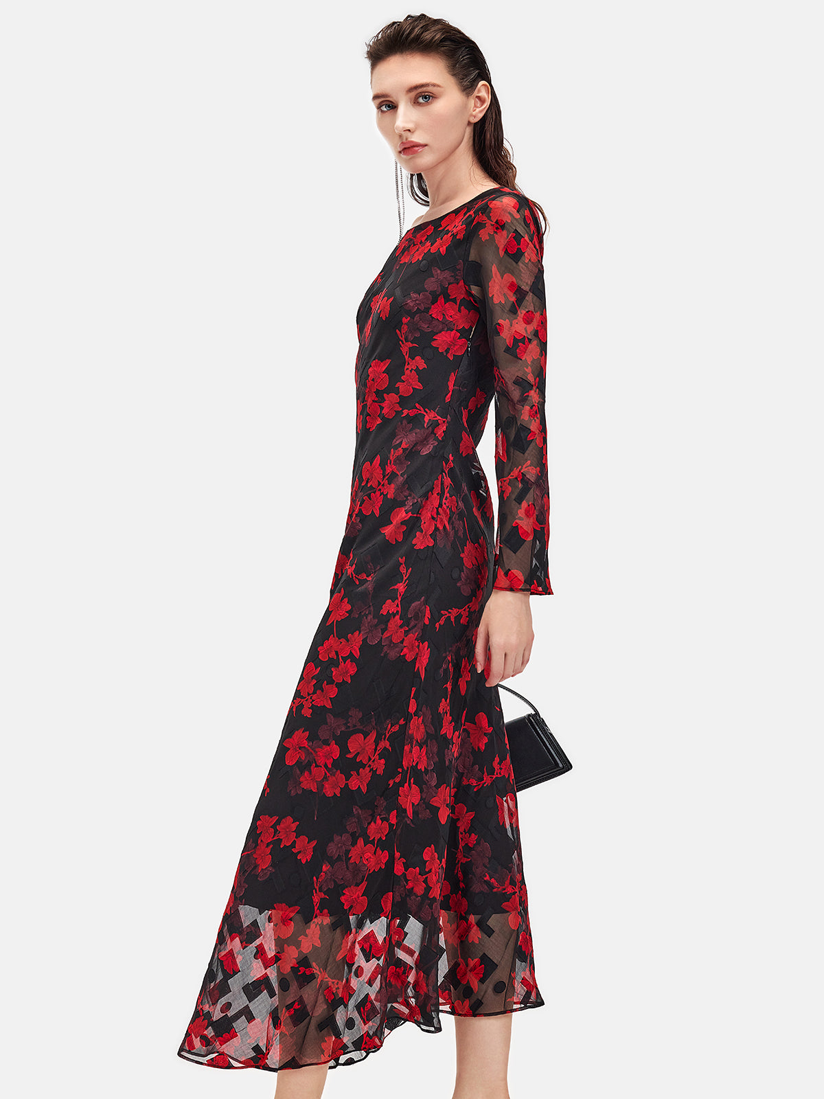 Long-Sleeve Floral Maxi Dress