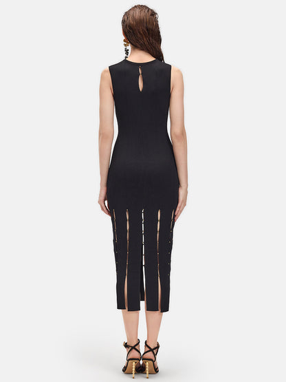 Sleeveless Beaded Bodycon Dress