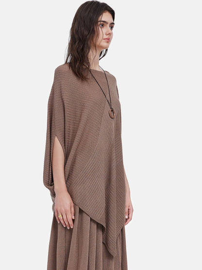 Knit Ruched Batwing Sleeve Tee