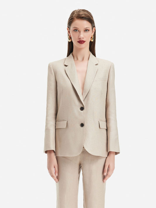 Minimalist French Metallic Linen Blazer