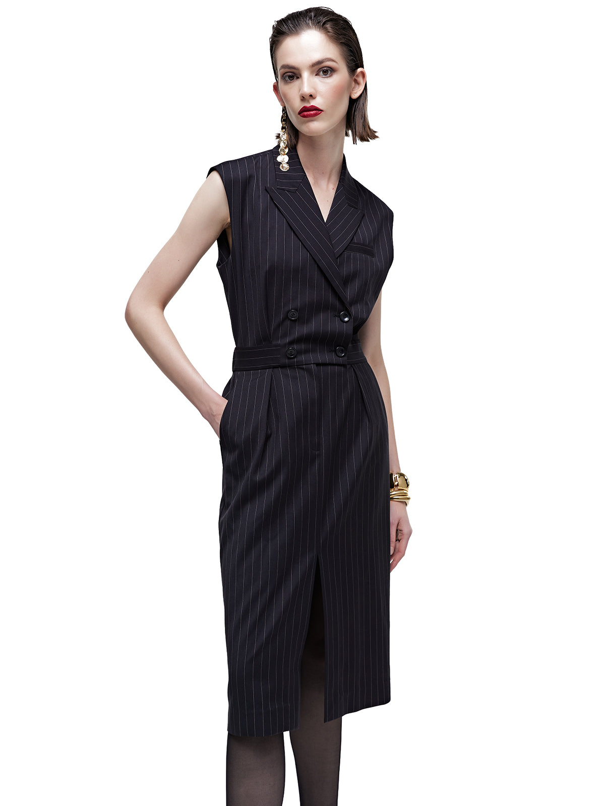 Deconstructed Pin Striped Suit Dress