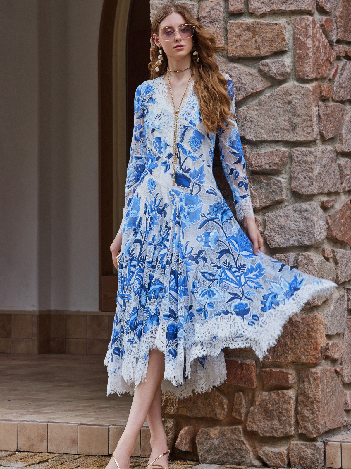 Lace Jacquard Panel Dress