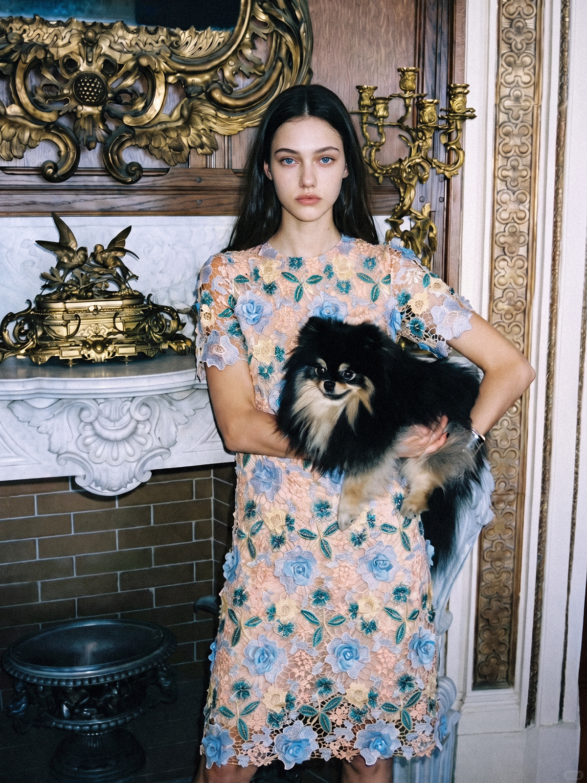 Guipure Lace Floral Leaf-Embellished Dress