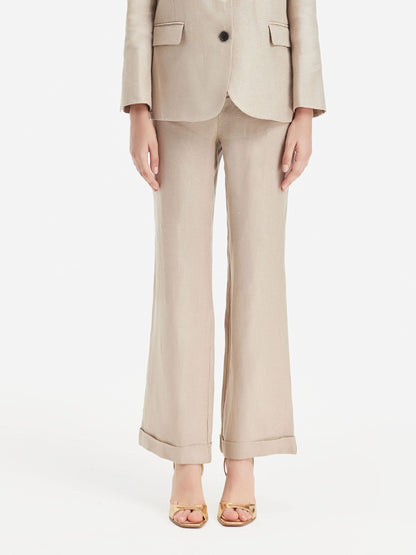 Minimalist Metallic Linen Pants