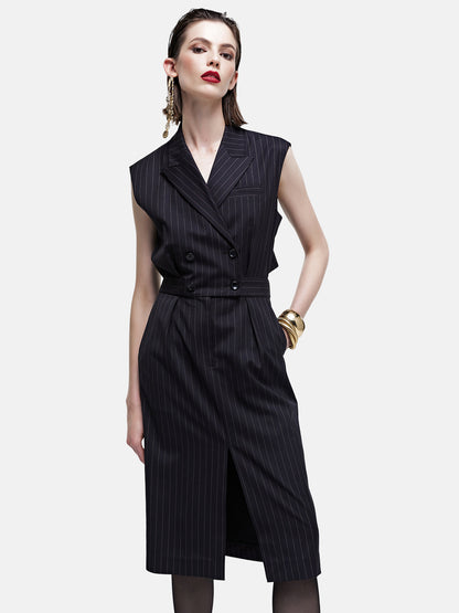 Deconstructed Pin Striped Suit Dress