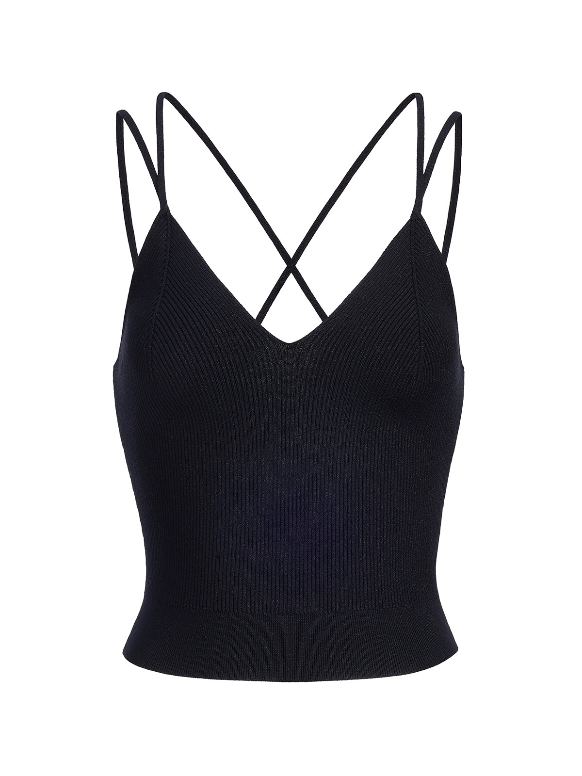 Ribbed Knit Double Straps Top