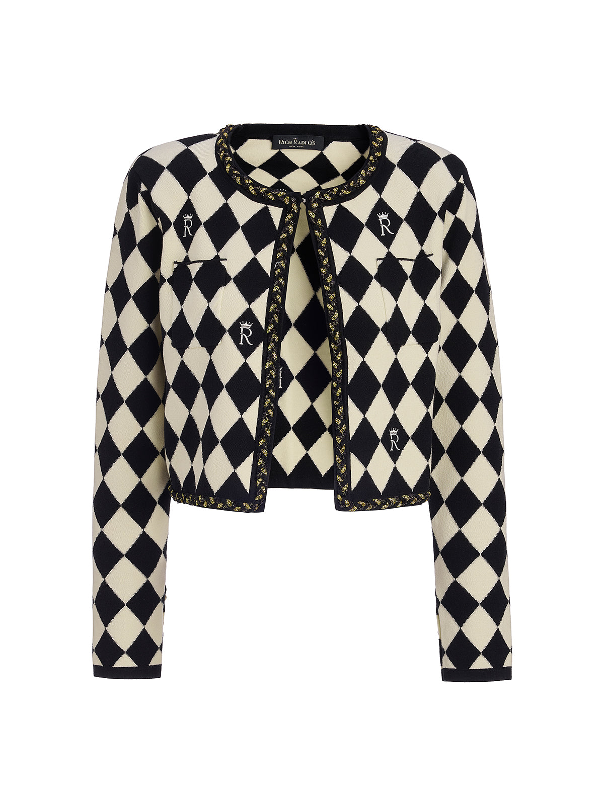 Checkerboard Cropped Cardigan