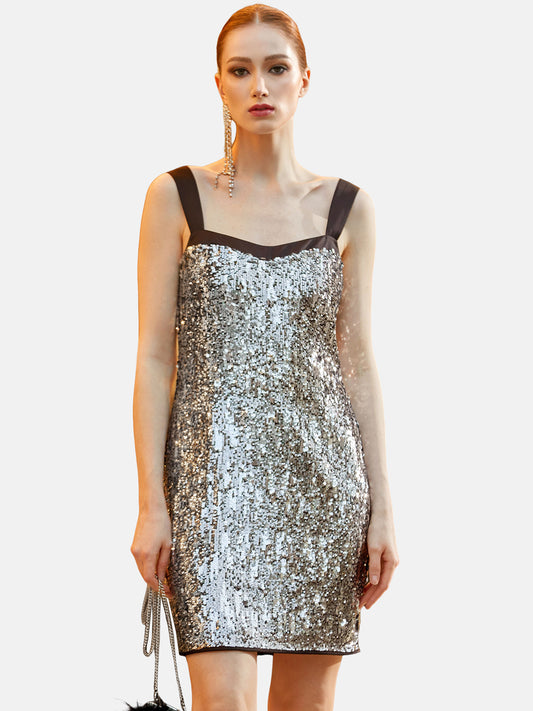 Irregular Sequin Slip Mini Dress