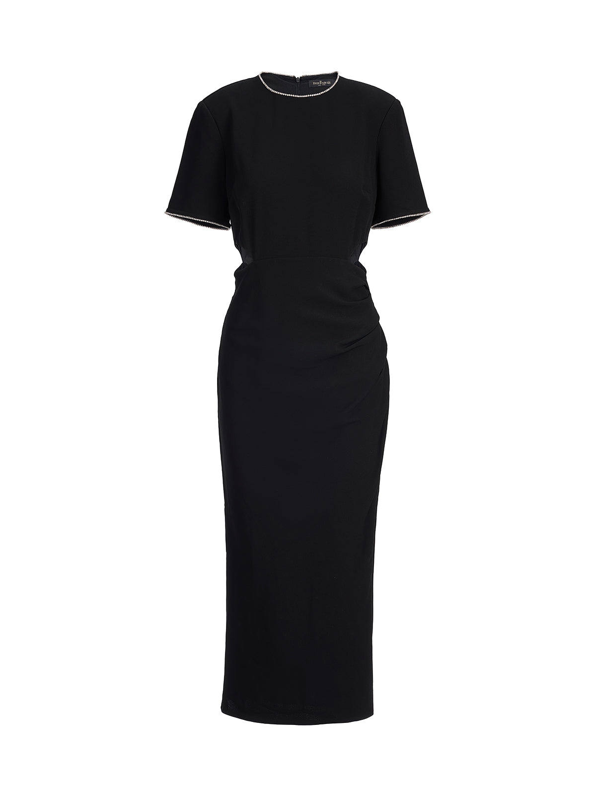 Rhinestone Trim Acetate Cut Out Dress