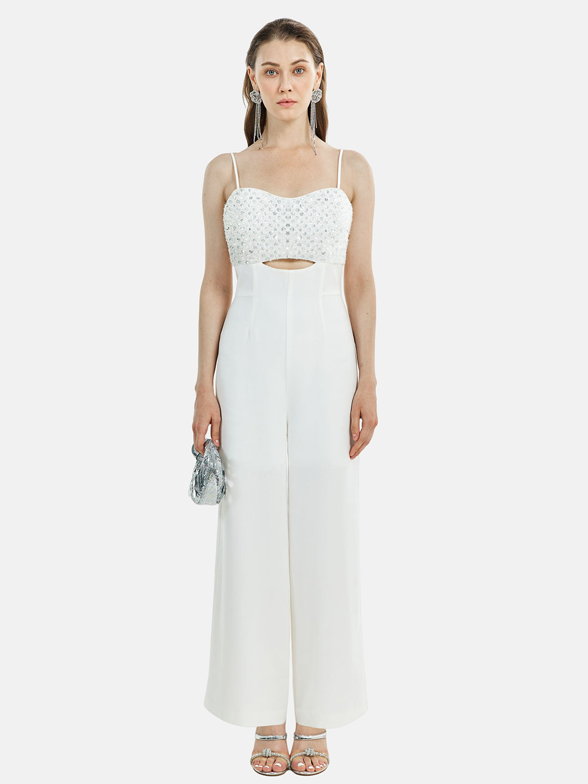 White Sequin Jumpsuit