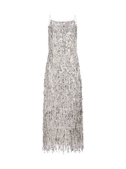 Final Sale | Tassel Sequin Maxi Slip Dress