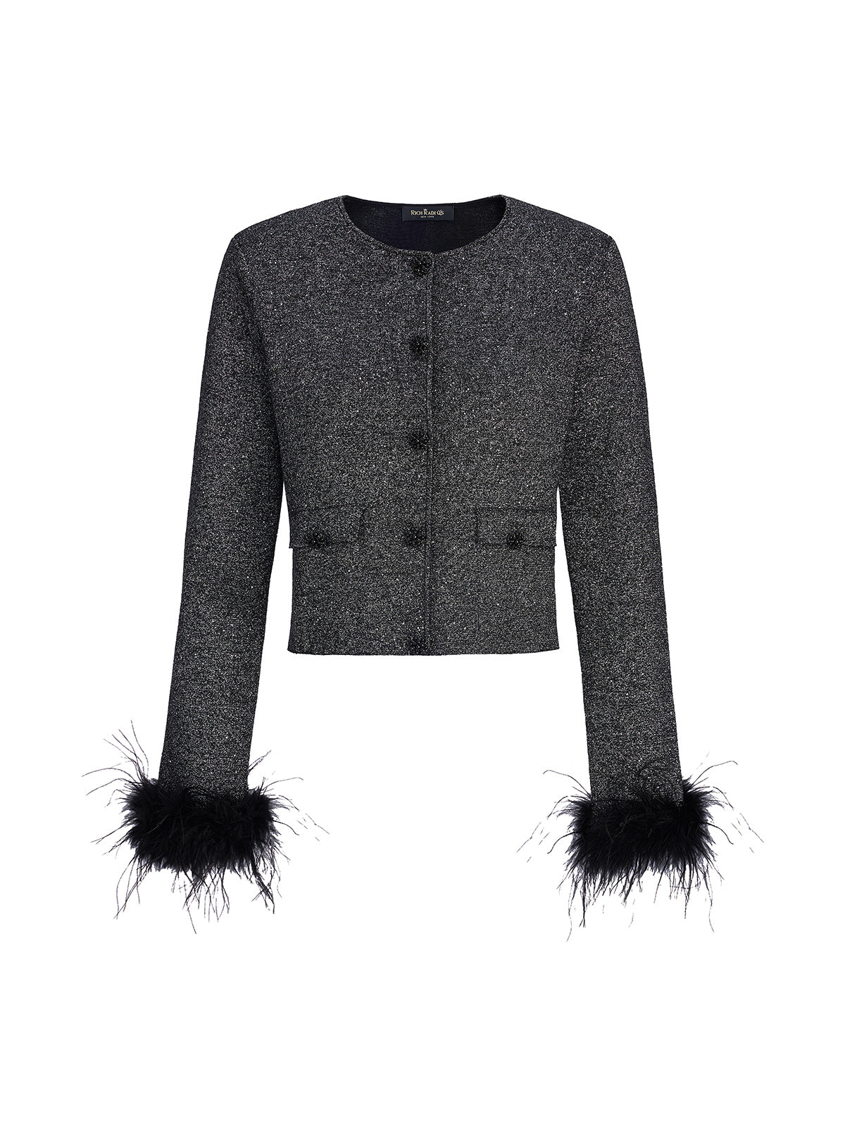 Luxurious Removable Feather Wool Knit Jacket