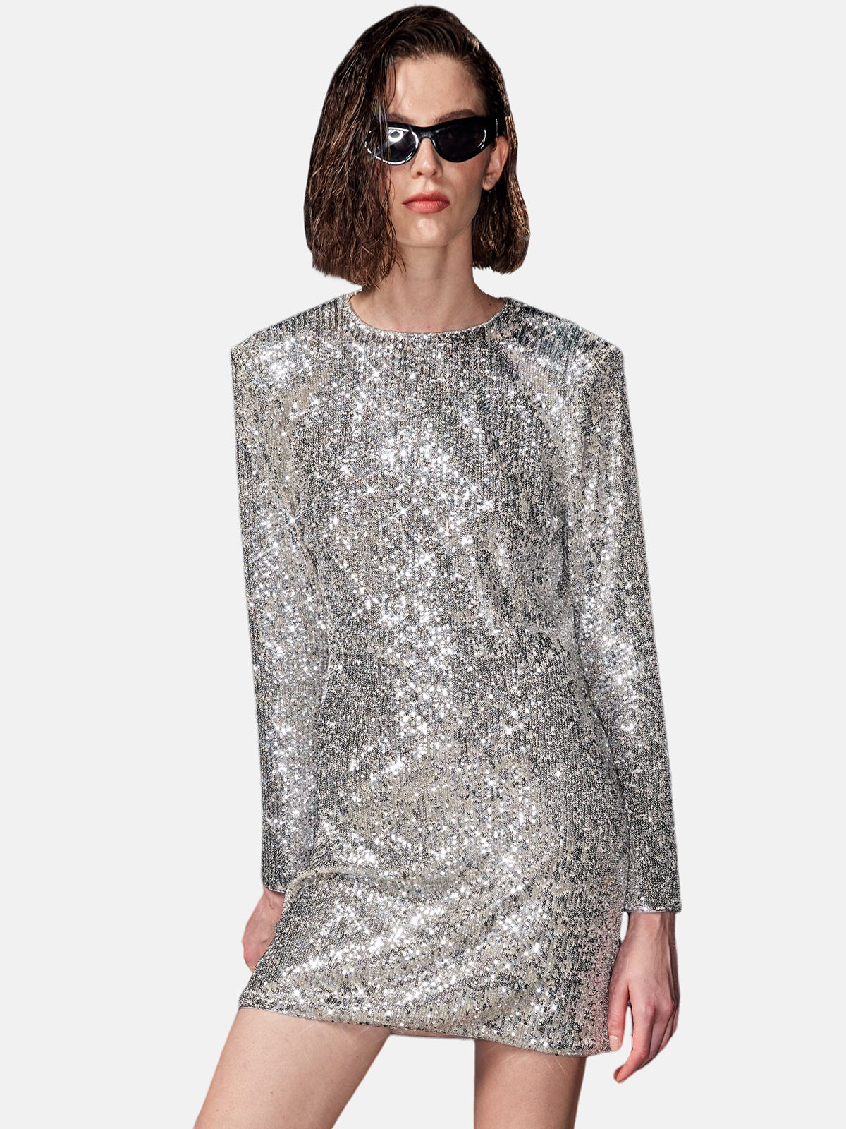 Sequined Backless Mini Dress