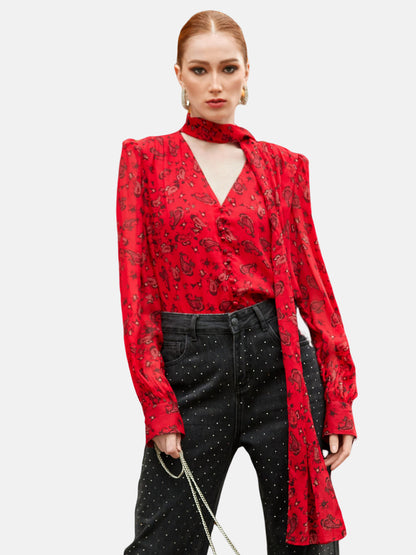 Red Ribbon Blouse