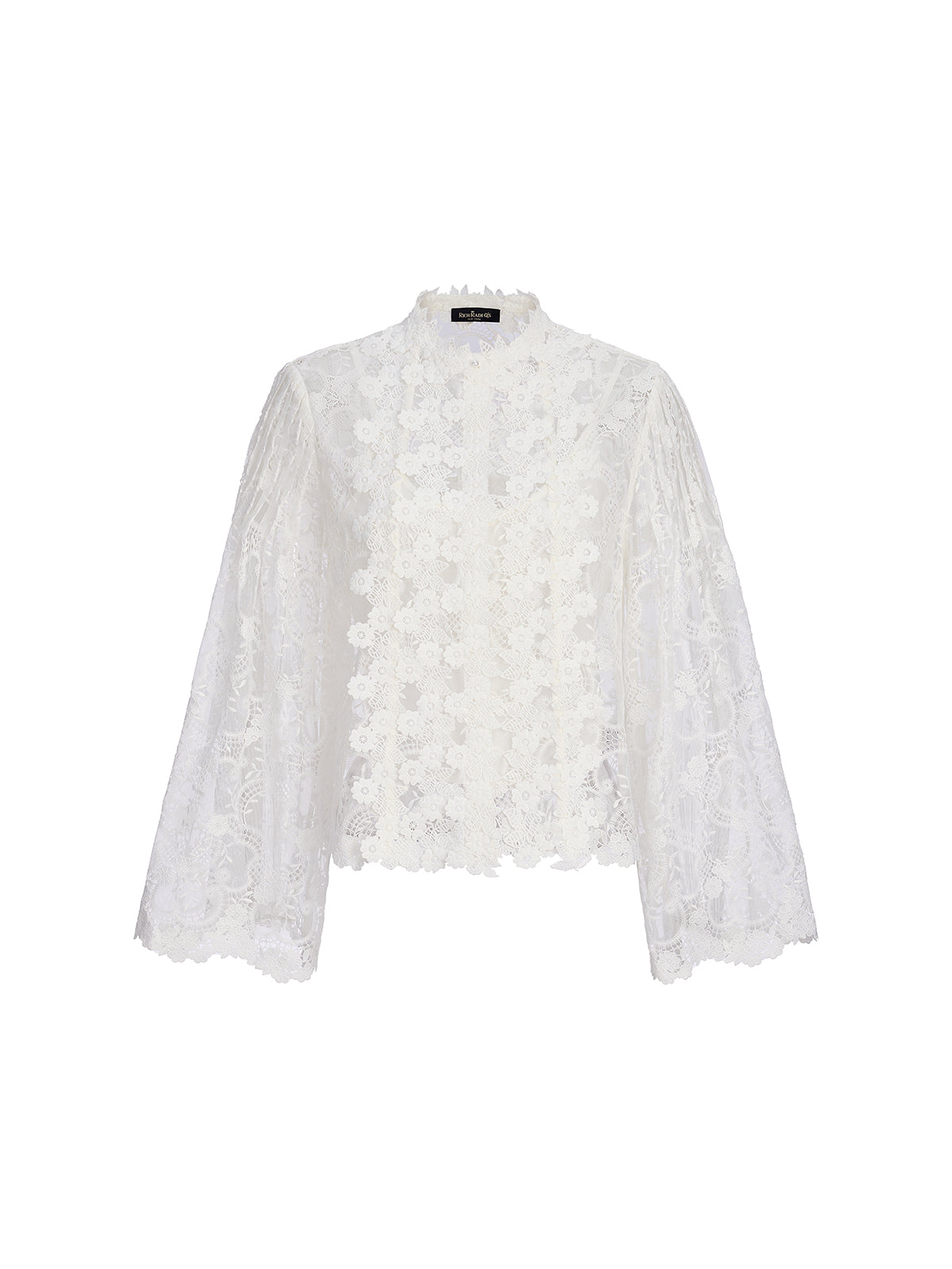 Classic Lace Embroidered Bell-Sleeve Top