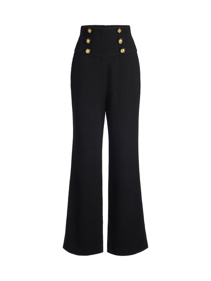 Retro Double-Breasted Straight Pants