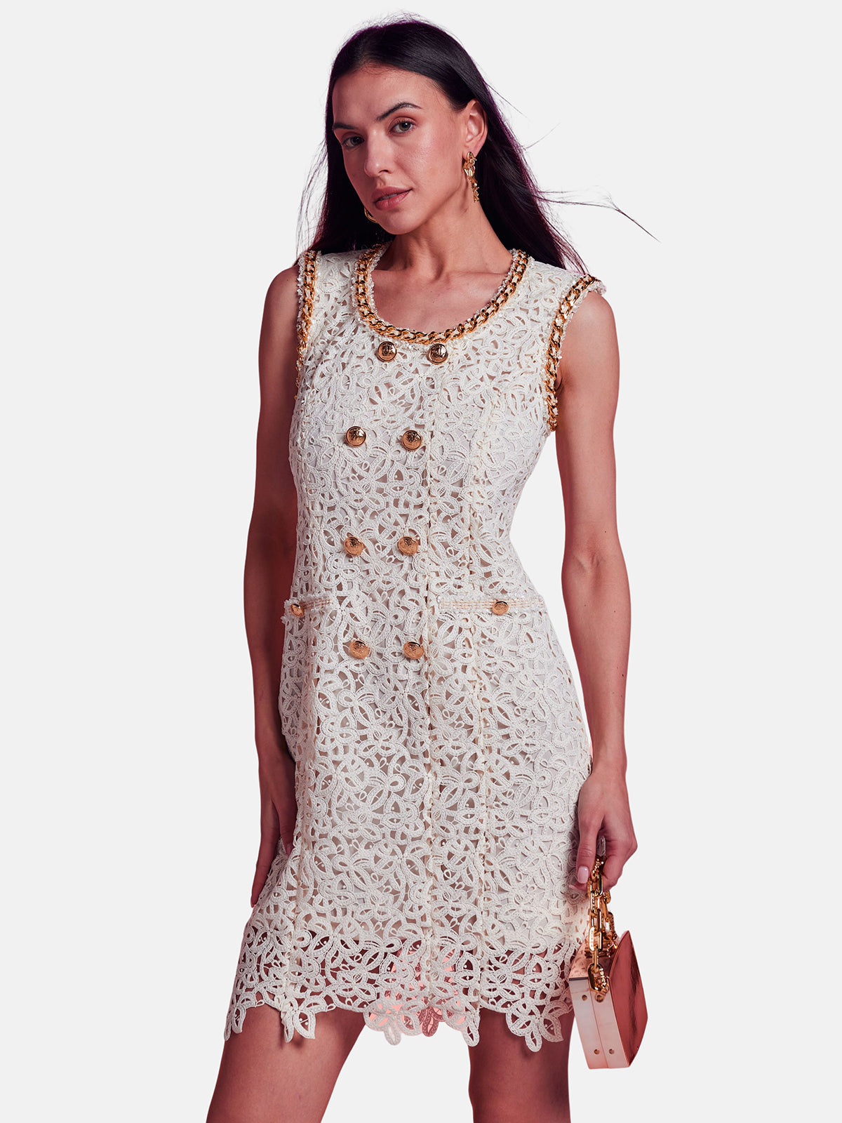 Embroidered Lace Chain Dress