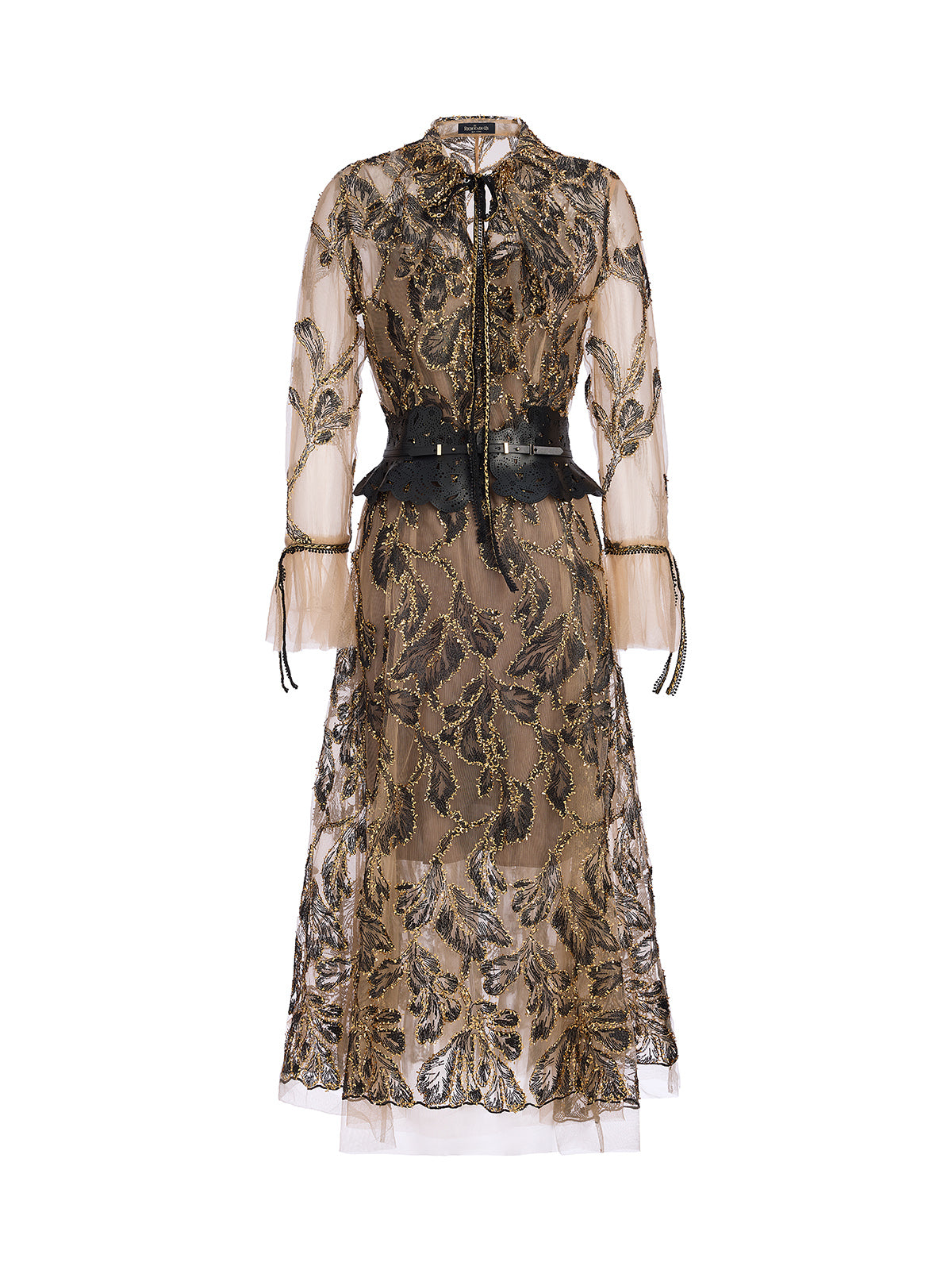 Custom Italian Floral Jacquard Dress (Belt Included)