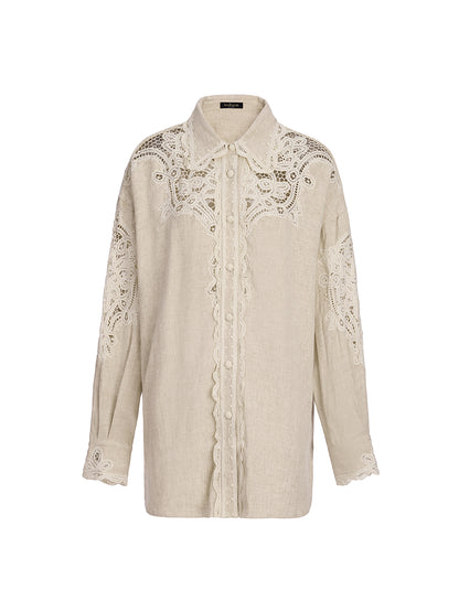 French Ramie Lace Detail Top
