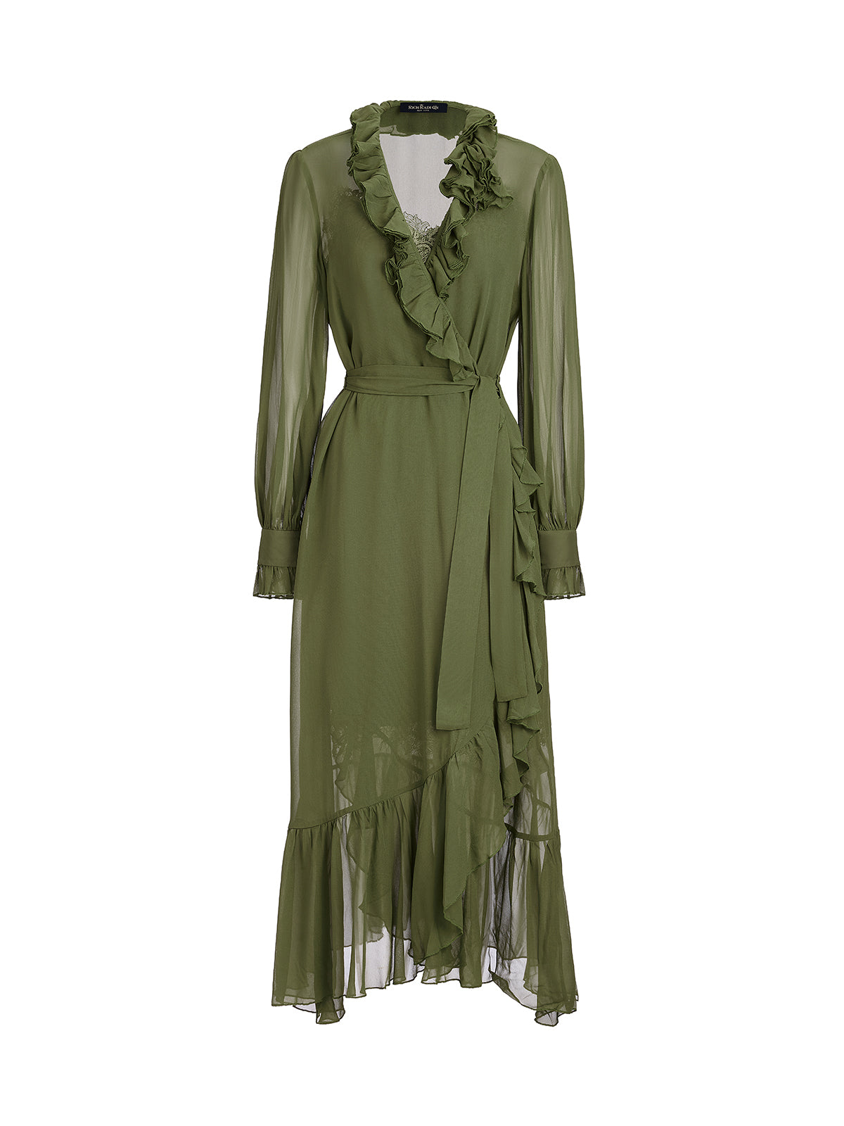 Final Sale | Silk Ruffle Hem Maxi Dress with Lace Cami